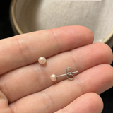 Orecchini - Bottone di perla coltivata d'acqua dolce 5-6 mm Rosa