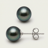 Orecchini in argento con perle coltivate di Tahiti - Diametro 8-9 mm 
