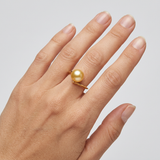 Anello- Perle coltivate d'acqua dolce- Diametro rotondo 7-8 mm Oro- Misura 48 (EU)- Oro giallo