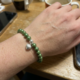 Bracciale Portafortuna - Perla d'acqua dolce - Rotonda 5-6 mm Verde intenso
