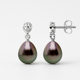 Orecchini - Perle di Tahiti - Pera 8-9 mm - Argento 925 millesimi