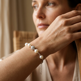 Bracciale con 4 perle coltivate d'acqua dolce - Diametro 6-7 mm Bianco - Argento 925 millesimi