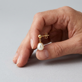 Orecchini - Perle coltivate d'acqua dolce - Diametro 7-8 mm Bianco - Gioielli da donna - Oro giallo