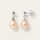 Orecchini con perle coltivate d'acqua dolce diametro 7-8 mm in oro bianco rosa