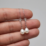 Orecchini - Perle coltivate a pera 8-9 mm Bianche - Oro bianco