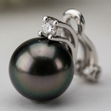 Orecchini -Perle di Tahiti- Diametro Ovale 8-9 mm- Argento
