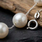 Bracciale 3 Perle Coltivate - Diametro 7-8 mm Bianco - Argento