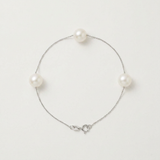 Bracciale 3 Perle Coltivate - Diametro 7-8 mm Bianco - Argento