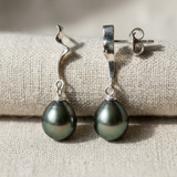 Orecchini - Perle di Tahiti - Diametro 9-10 mm - Oro bianco