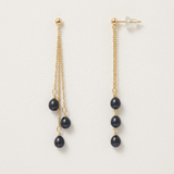 Orecchini - Perle coltivate d'acqua dolce - Pera Diametro 5-6 mm Nera Tahiti - Gioielli da donna - Oro giallo