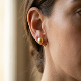 Orecchini - Perle coltivate d'acqua dolce - Bottone Diametro 9-10 mm Oro - Gioielli da donna - Oro giallo