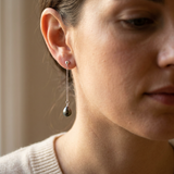 Orecchini pendenti - Perle coltivate di Tahiti - Diametro ovale 8-9 mm - Argento sterling 925