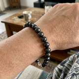 Bracciale - Perle coltivate d'acqua dolce - Semirotonde 8-9 mm Nero Tahiti - Argento