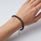 Bracciale - Perle coltivate d'acqua dolce - Semitonde 6-7 mm Nero Tahiti - Argento 925 millesimi