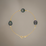 Bracciale - Perle coltivate d'acqua dolce cerchiate 8-9 mm Bianche - Gioielli da donna - Oro giallo