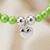 Bracciale Portafortuna - Perla d'acqua dolce - Rotonda 5-6 mm Verde tonico