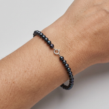 Bracciale - Perla coltivata rotonda 4-5 mm Nera Tahiti - Oro bianco