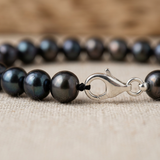 Bracciale - Perle coltivate d'acqua dolce - Semirotonde 6-7 mm Nero Tahiti-Argento