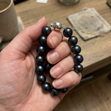 Bracciale - Perle coltivate d'acqua dolce - Semirotonde 9-10 mm Nero Tahiti - Argento