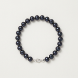Bracciale - Perle coltivate d'acqua dolce - Semirotonde 9-10 mm Nero Tahiti-Argento
