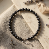 Bracciale - Perle coltivate d'acqua dolce - Semitonde 6-7 mm Nero Tahiti - Argento 925 millesimi