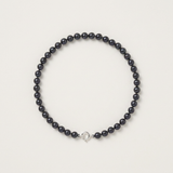Bracciale - Perla coltivata rotonda 4-5 mm Nera Tahiti - Oro bianco