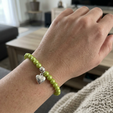 Bracciale Portafortuna - Perla d'acqua dolce - Rotonda 5-6 mm Verde tonico