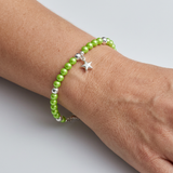 Bracciale Portafortuna - Perla d'acqua dolce - Rotonda 5-6 mm Verde tonico