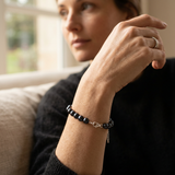 Bracciale - Perle coltivate d'acqua dolce - Semirotonde 9-10 mm Nero Tahiti-Argento