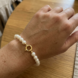 Bracciale - Perle Coltivate Rotonde 6-7 mm Oro Bianco-Giallo