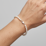 Bracciale - Perle Coltivate Rotonde 5-6 mm Bianche - Oro Bianco
