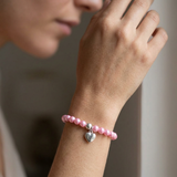 Bracciale Portafortuna - Perla d'acqua dolce - Rotonda 5-6 mm Rosa fucsia