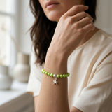 Bracciale Portafortuna - Perla d'acqua dolce - Rotonda 5-6 mm Verde tonico