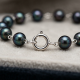 Bracciale - Perla coltivata rotonda 4-5 mm Nera Tahiti - Oro bianco