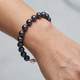 Bracciale - Perle coltivate d'acqua dolce - Semirotonde 9-10 mm Nero Tahiti - Argento