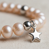 Bracciale portafortuna - Perla d'acqua dolce - Rotonda 5-6 mm Rosa