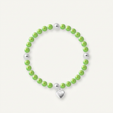 Bracciale Portafortuna - Perla d'acqua dolce - Rotonda 5-6 mm Verde tonico