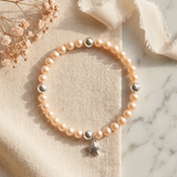 Bracciale portafortuna - Perla d'acqua dolce - Rotonda 5-6 mm Rosa