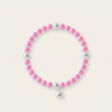 Bracciale Portafortuna - Perla d'acqua dolce - Rotonda 5-6 mm Rosa fucsia