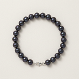 Bracciale - Perle coltivate d'acqua dolce - Semirotonde 7-8 mm Nero Tahiti - Argento