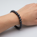 Bracciale - Perle coltivate d'acqua dolce - Semirotonde 7-8 mm Nero Tahiti - Argento