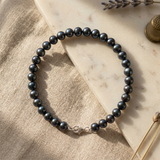 Bracciale - Perle coltivate d'acqua dolce - Semirotonde 6-7 mm Nero Tahiti-Argento