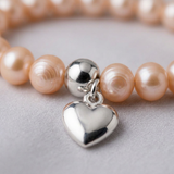 Bracciale portafortuna - Perla d'acqua dolce - Rotonda 5-6 mm Rosa
