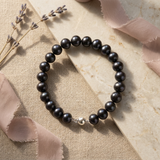 Bracciale - Perle coltivate d'acqua dolce - Semirotonde 9-10 mm Nero Tahiti - Argento