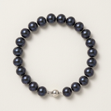 Bracciale - Perle coltivate d'acqua dolce - Semirotonde 9-10 mm Nero Tahiti - Argento
