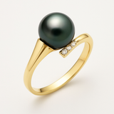 Anello- Perle di Tahiti- Rotonde 8-9 mm- Oro giallo- Diamanti