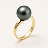 Anello- Perle di Tahiti- Diametro tondo 8-9 mm- Oro giallo