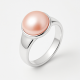 Anello - Perle coltivate d'acqua dolce - Diametro bottone 9-10 mm Rosa - Taglia 48 (UE) - Argento sterling 925