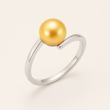 Anello- Perle coltivate d'acqua dolce- Diametro rotondo 7-8 mm Oro- Misura 48 (EU)- Oro bianco