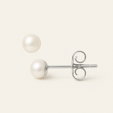 Orecchini - Bottone di perla coltivata d'acqua dolce 5-6 mm Bianca - Gioielli da donna